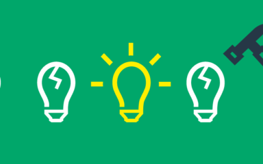 Light globe icons with hammer