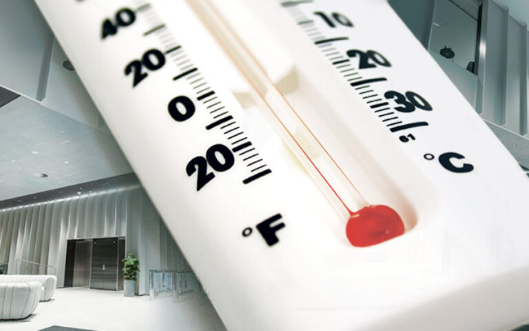 Commercial office with thermometer